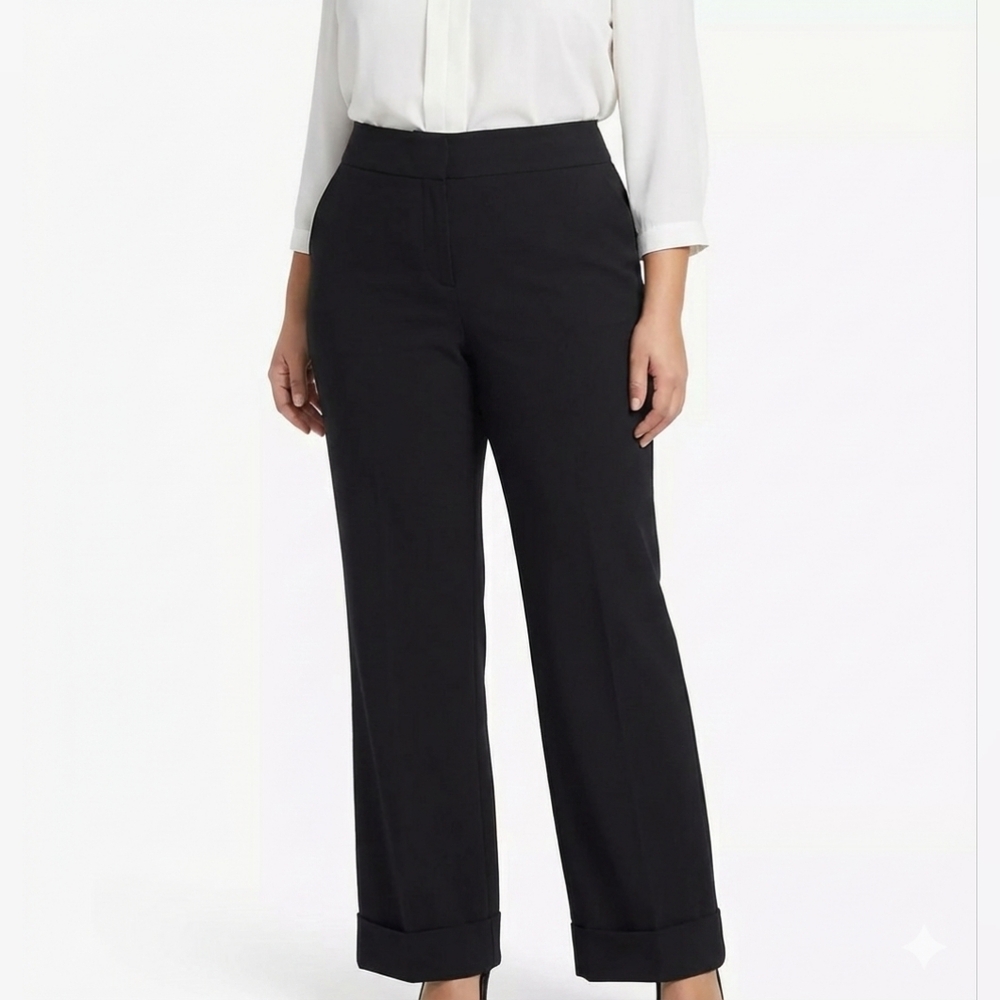Investments Women's Black High Waisted Cuffed Slack/Dress Pants Size 14R 🐈 - Picture 1 of 10